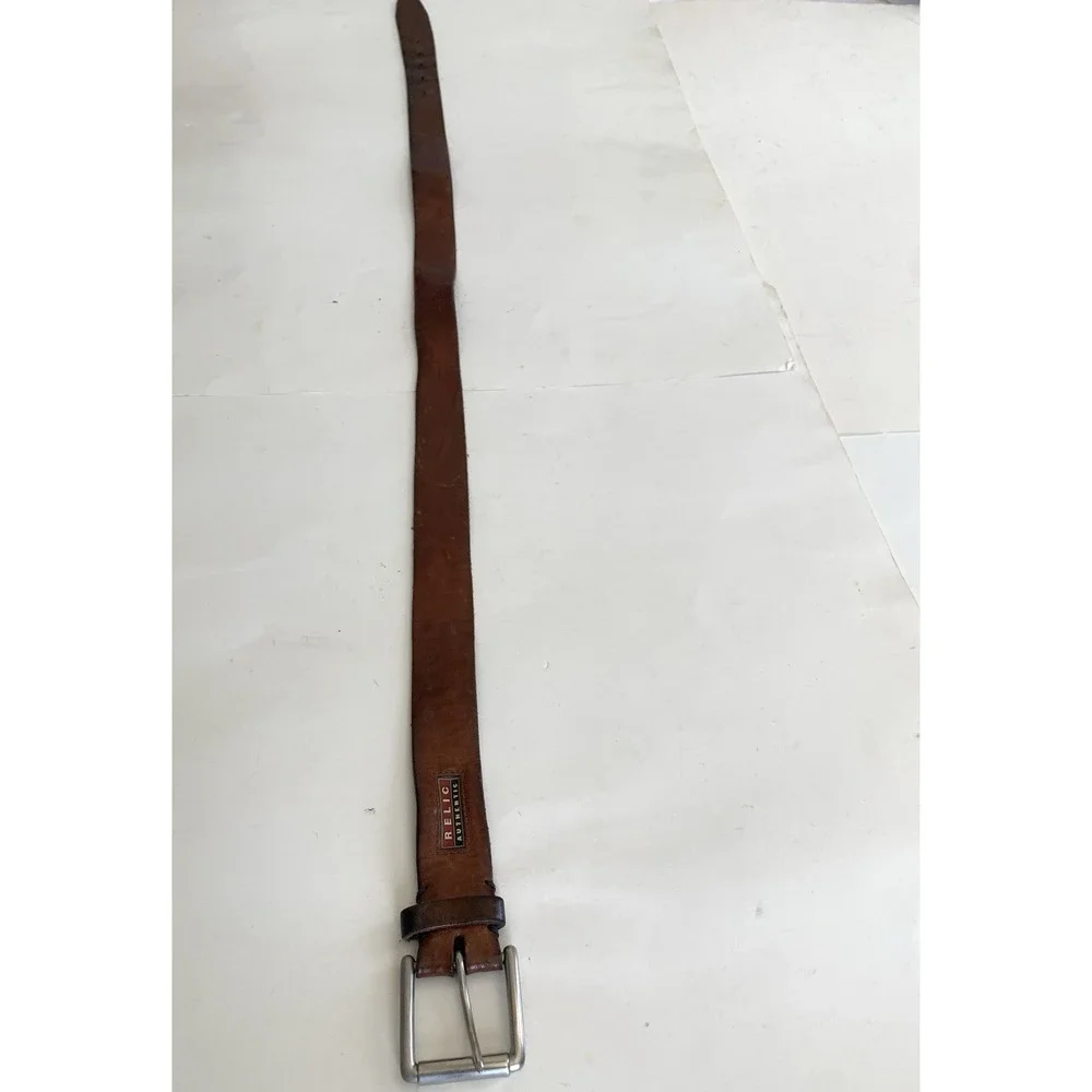 RELIC Authentic Men's Brown Belt Full Grain Cowhide Work Belt - Men's Size 35-38
